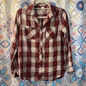 Levi's Red and White Plaid Flannel Shirt